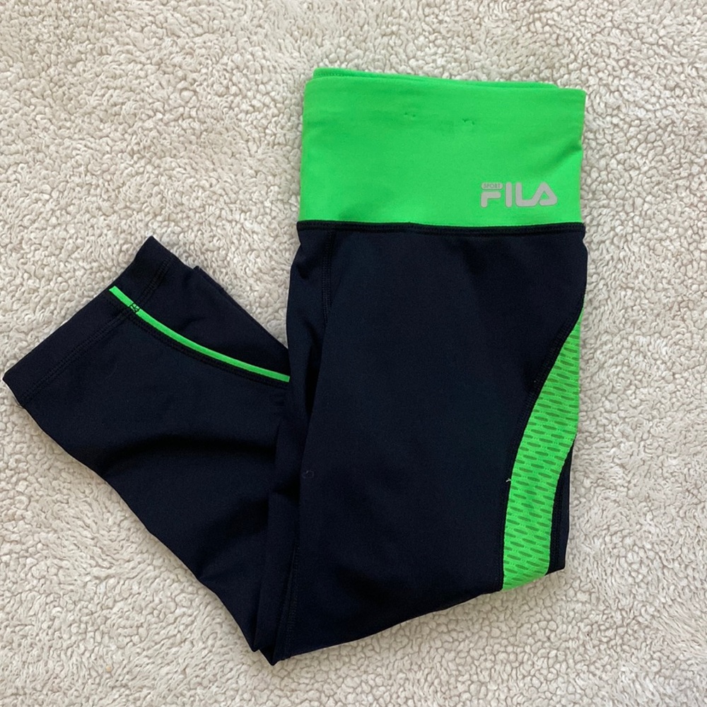 Black and Lime green Capri leggings